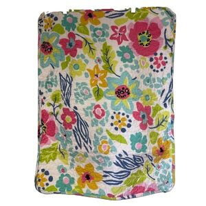 Sanibel Home Floral Quilted Standard Pillow Sham Standard 21x27 Pink Blue Cotton